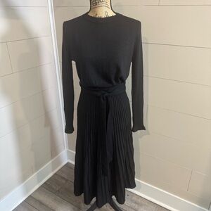 RanRui Cashmere Blend Crew Neck Knit Sweater Dress - Large